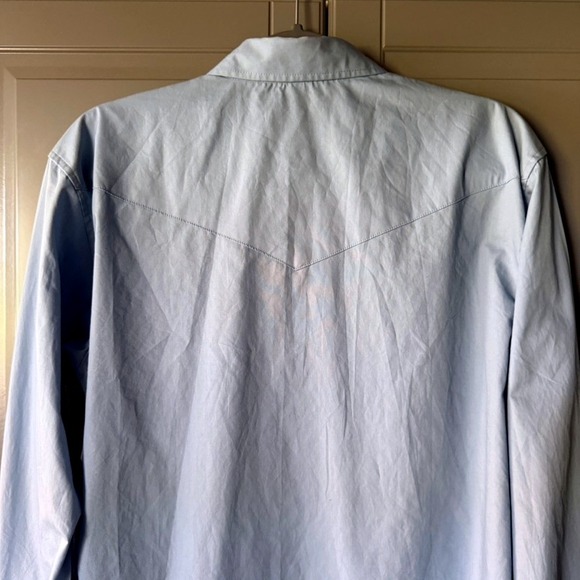 Gibson Trading Co Western Solid Pearl Snap Long Sleeve Shirt, Light Blue, S - Picture 10 of 12